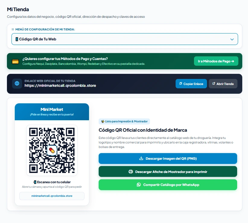 Código QR Oficial y Afiche de Mostrador en QRColombia